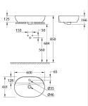 GROHE - Essence Umyvadlo na desku, 60x40 cm, s přepadem, s otvorem pro baterii, alpská bílá 103569SH00
