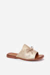 Dámské sandály na plochém podpatku se zdobeným vázáním zlaté Norela 37