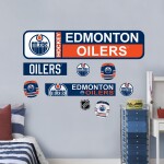 Mustang Samolepky na Stěnu Edmonton Oilers NHL Repositionable Street Signs Wall Decal Set