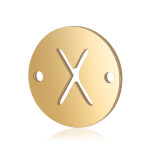 Mezidíl z titanové oceli - placička s písmenem A - Z - zlaté - 12 x 12 x 0,8 mm - 1 ks Písmena: V
