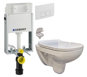 GEBERIT KOMBIFIXBasic vč. bílého tlačítka DELTA 50 + WC bez oplachového kruhu Edge + SEDÁTKO 110.100.00.1 50BI EG1