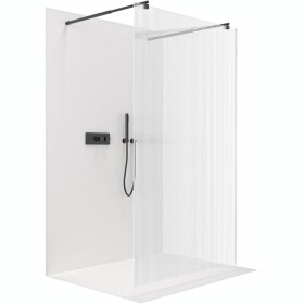 CERANO Sprchová zástěna Walk-in Onyx Duo L/P - 8 mm - kulatá vzpěra - černá matná, rýhované sklo - 60x200 cm