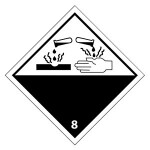 Etikety pro signalizaci nebezpečí 100x100mm, ŽÍRAVÉ LÁTKY