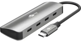 Goobay Slim USB-C hub šedá / Rozbočovač / 4 porty / USB 3.2 Gen 2 10 Gb/s (76565)
