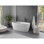 MEXEN/S - Olea volně stojící vana vzor 170 x 80, bílá, sifon a přepad grafit kartáčovaná 52821708000-66