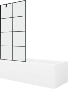 MEXEN/S - Cubik obdélníková vana 150 x 70 cm s panelem + vanová zástěna 90 cm, černá vzor 550315070X9509007077