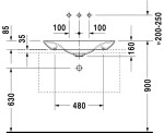 DURAVIT - Puravida Umyvadlo na desku 70x47 cm, bez přepadu, bez otvoru pro baterii, bílá 0369700000