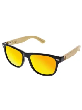 VeyRey Dřevěné polarizační sluneční brýle hranaté Conifer červená skla