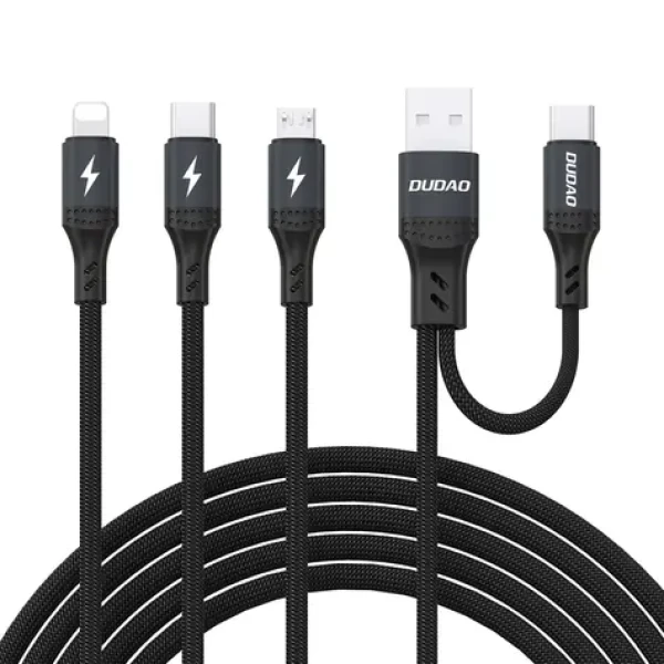 Dudao L3W propojovací kabel Lightning / USB-A / USB-C / MicroUSB / 66W / černá (198959)