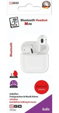 2GO TWS Mini bílá / Bezdrátová sluchátka do uší / Bluetooth / mikrofon / nabíjecí pouzdro (797302)