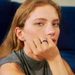 Prsten z lapis lazuli se zirkonem Aurelia, 52 Modrá