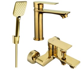 MEXEN - Mexen Royo R62 Set umyvadlové a vanové baterie s příslušenstvím zlata 72203R62-50
