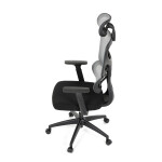 Kancelářská židle, šedá síťovina, černý plast, kolečka na tvrdé podlahy