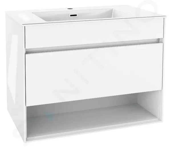 Kielle Nefia - Skříňka s umyvadlem 80 cm, lesklá bílá 50027S810