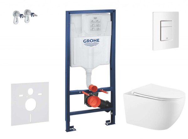 GROHE - Rapid SL Set předstěnové instalace, klozetu Gaia sedátka softclose, tlačítko Skate Cosmopolitan, alpská bílá SANI11BA3102
