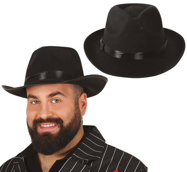 Gangsterský klobouk černý pro dospělé