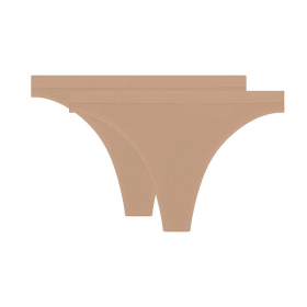 Dámská tanga 2 ks DIM SEAMLESS THONG 2x - DIM - tělová L