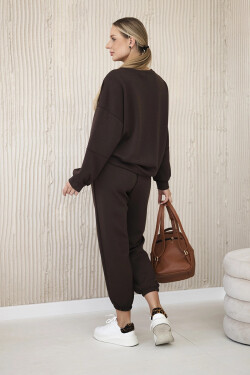 Komplet teplákové + kalhoty máslová látka hnědý UNI