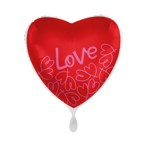 Balónek fóliový Srdce bílo-červené Love - Albi