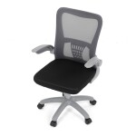 Kancelářská židle, tmavě šedá síťovina, šedý plast, kolečka na tvrdé podlahy