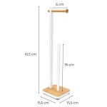 Erga Gasa, držák na toaletní papír se zásobníkem na postavení 62cm, bílá-přírodní hnědá, ERG-YKA-P.GASA-WHT