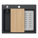 Quadron - Granitový dřez KURT 110 WORKSTATION Black Dotted ZLE-09010