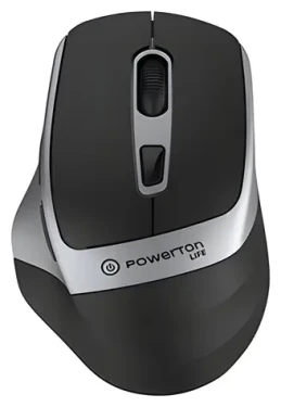 Powerton LIFE FLIXO černo-stříbrná / Bezdrátová myš / optická / 1600 DPI / 6 tlačítek / 2,4 GHz (WPM10SL)