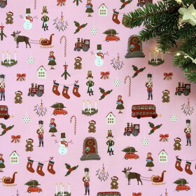 Be Nice EKO Balicí papír vánoční - Anglická pohádka (růžový) 5 ks