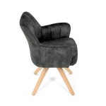 Židle jídelní, otočný mechanismus 360°, taštičkové pružiny v sedáku, tmavě zelená látka, noha masiv dub