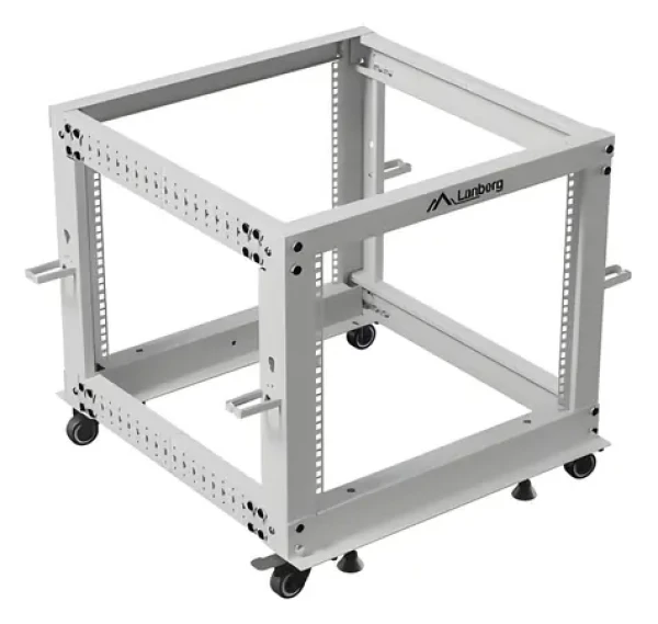 Lanberg Open Rack 9U šedý / Otevřený rack / 19" / 600×600–1100 mm / nastavitelná hloubka / nosnost 600 kg (OR01-6109-S)