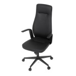 Kancelářské křeslo, černá ekokůže, houpací mechanismus s aretací ve 3 polohách, kovový kříž, kolečka pro tvrdé povrchy