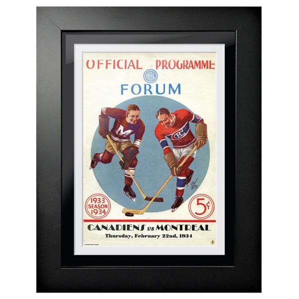Mustang Obraz v rámu Montreal Canadiens NHL Program Cover Forum Offical Program Candiens vs. Montreal 1934