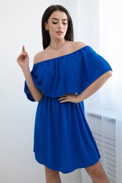 Španělské šaty do pasu chrpově modré