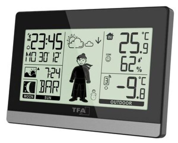 TFA 35.1159.01 - WEATHER BOY Domácí meteostanice s předpovědí počasí a postavičkou - černá (TFA35.1159.01)