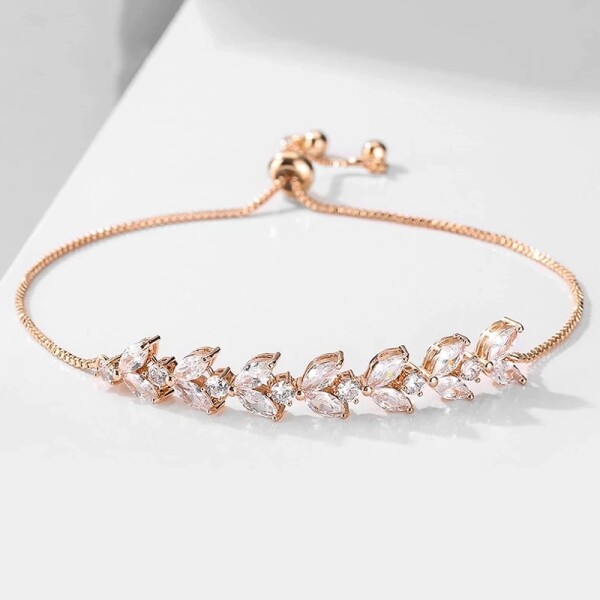 Náramek Swarovski Elements Daisy Rose, Zlatá Nastavitelná