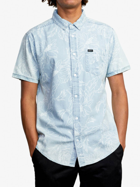 RVCA HASTINGS FLORAL DENIM pánská košile s krátkým rukávem - M