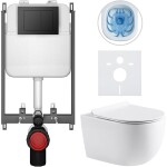 CERANO Kompletní WC set Basic/Felci - bílá lesklá - WC tlačítko Maxio/Černá - pro zazdění - 53x37 cm