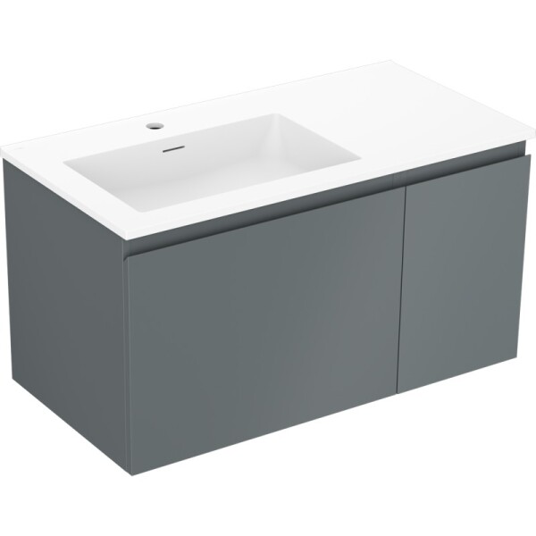 MEXEN/S - Orio koupelnová skříňka 90 cm s umyvadlem Otis levá, 1S, 1D, grafit mat/bílá mat 91A13-09047-3-BBFF66-W18L01