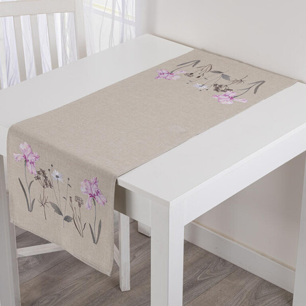 Běhoun s výšivkou FIALOVÝ KOSATEC 40 x 110 cm