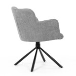 Židle jídelní, šedá látka, černý kov, otočný vratný mechanismus 90°/90° (L/P) - funkce reset