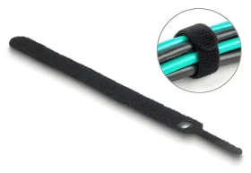 Delock stahovací pásky se suchým zipem černé 150 x 12 mm / Stahovací pásky / 10 ks (19010)