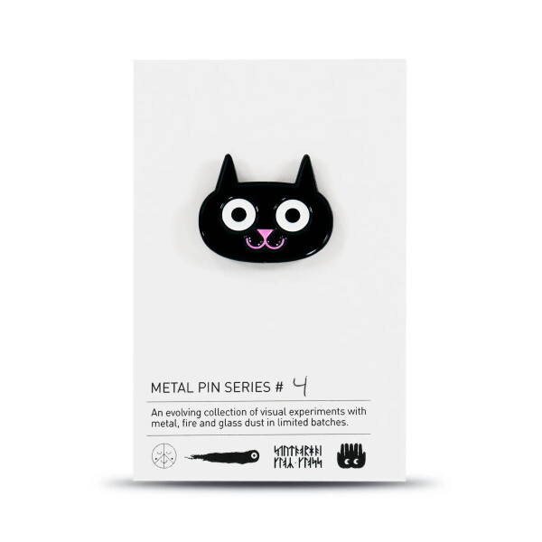 Studio Arhoj Odznáček Cat, černá barva, kov