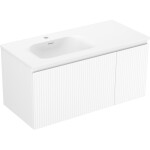 MEXEN/S - Rivel koupelnová skříňka 100 cm s umyvadlem Vela levá, 1S, 1D, reliéf, bílá mat 91A23-10047-3-BBFF01-W23L01