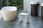 SAPHO - KORAL koupelnová stolička 40x43x30cm, solid surface, bílá mat WF462