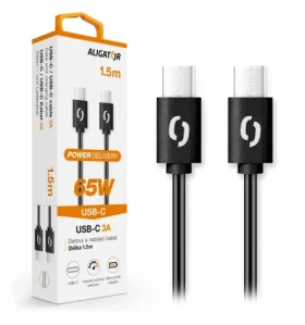 Aligator Datový kabel POWER 65W / USB-C/USB-C 3A 1.5m / černý (DATKP48)