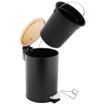 Erga Vini, odpadkový koš kulatý 3l z nerezové oceli, černá-hnědá, ERG-YKA-CH.VINI-BLK