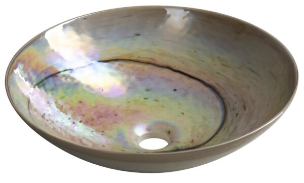 SAPHO - SAND MURANO skleněné umyvadlo na desku, průměr 41cm, sand YM1234
