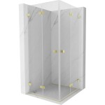 MEXEN/S - Lunar-F Duo sprchový kout skládací dveře 95 x 95, transparent, zlato kartáčovaná 836-095L-095P-55-00