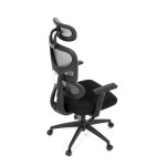 Kancelářská židle, šedá síťovina, černý plast, kolečka na tvrdé podlahy