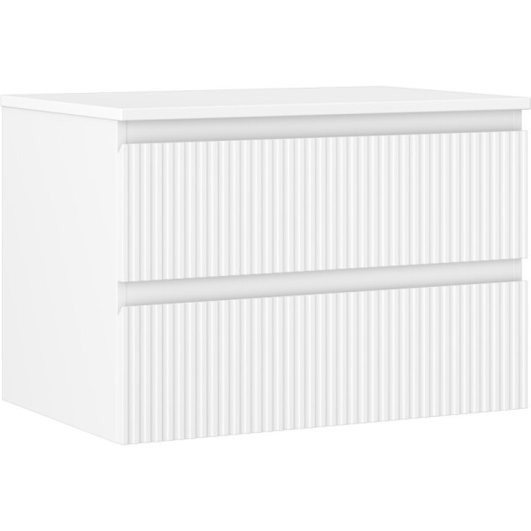 MEXEN/S - Rivel koupelnová skříňka pod umyvadlo 70 cm s deskou, 2 zásuvky, reliéf , bílá mat 91A20-07047-2-BFFC01